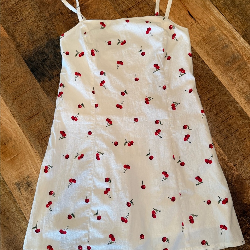 Abercrombie & Fitch White Dress with Red Cherry Print